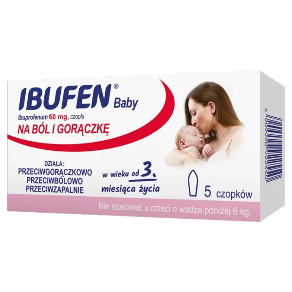 Ibufen Baby 60 mg, czopki od 3 miesiąca, 5 sztuk