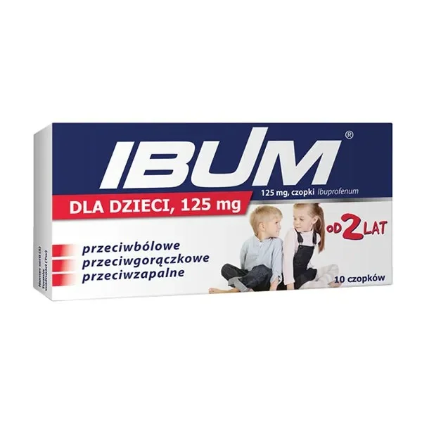 Ibum dla dzieci 125 mg, czopki od 2 lat, 10 sztuk