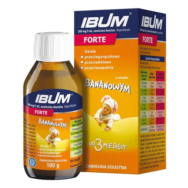 Ibum Forte 200 mg/ 5 ml, zawiesina doustna dla dzieci od 3 miesiąca, smak bananowy, 100 g