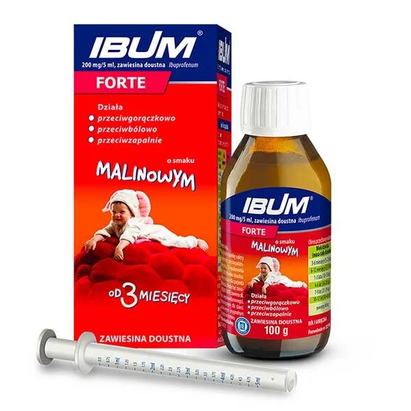 Ibum Forte 200 mg/ 5 ml, zawiesina doustna dla dzieci od 3 miesiąca, smak malinowy, 100 g