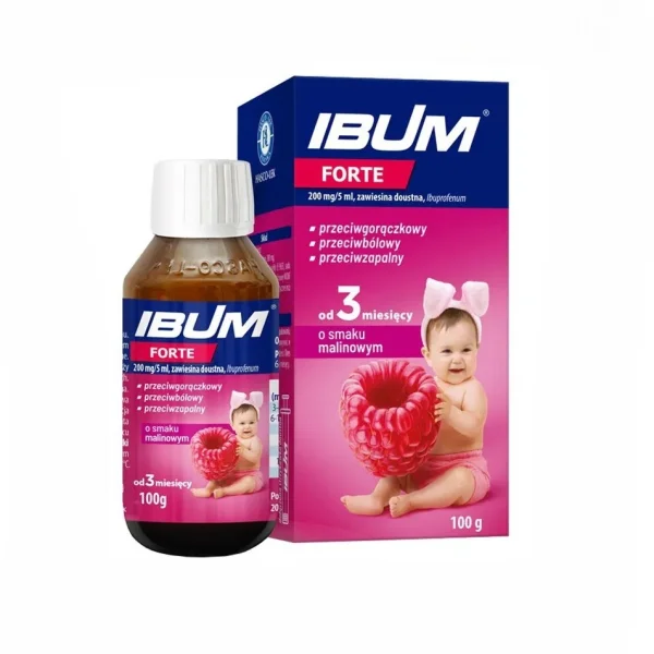 Ibum Forte 200 mg/ 5 ml, zawiesina doustna dla dzieci od 3 miesiąca, smak malinowy, 100 g