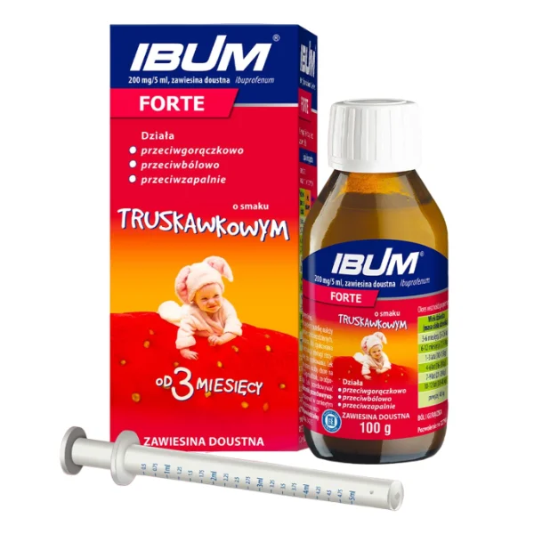 Ibum Forte 200 mg/ 5 ml, zawiesina doustna dla dzieci od 3 miesiąca, smak truskawkowy, 100 g