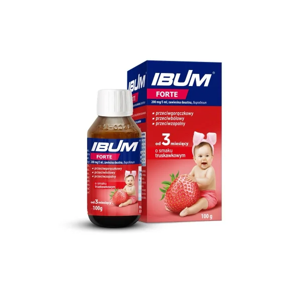 Ibum Forte 200 mg/ 5 ml, zawiesina doustna dla dzieci od 3 miesiąca, smak truskawkowy, 100 g