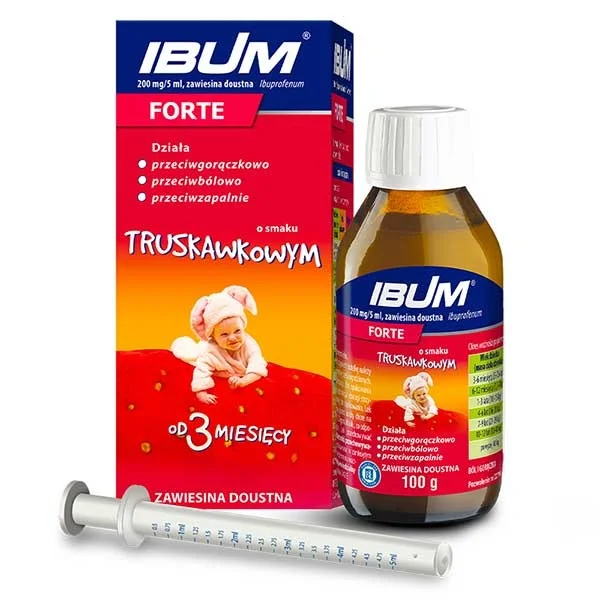 Ibum Forte 200 mg/ 5 ml, zawiesina doustna dla dzieci od 3 miesiąca, smak truskawkowy, 100 g