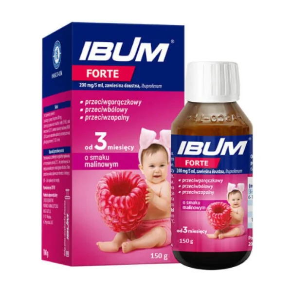 Ibum Forte 200mg/5ml, zawiesina doustna, smak malinowy, 150 g
