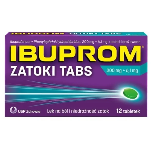 Ibuprom Zatoki Tabs 200 mg + 6,1 mg, 24 tabletki