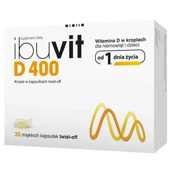 Ibuvit D 400, witamina D dla niemowląt i dzieci, 30 kapsułek twist-off