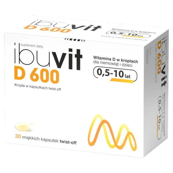 Ibuvit D 600, witamina D dla niemowląt i dzieci, 30 kapsułek twist off