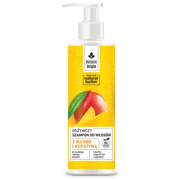 Botanic Origin, odżywczy szampon do włosów z mango i keratyną, 300 ml