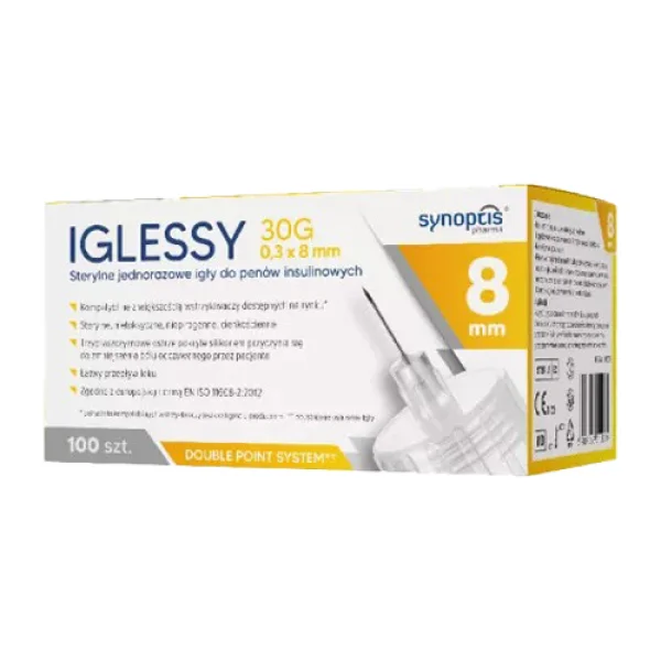 Iglessy Sterylne igły, 0,30x8 mm, 100 sztuk