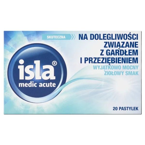 Isla Medic Acute, smak ziołowy, 20 pastylek do ssania