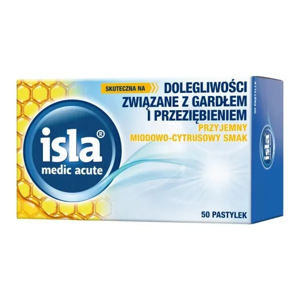 Isla Medic Acute, pastylki do ssania, miodowo-cytrusowe, 50 sztuk