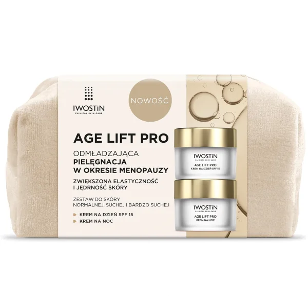 Zestaw Iwostin Age Lift Pro, krem na dzień, SPF 15, 50 ml + krem na noc, 50 ml + kosmetyczka gratis