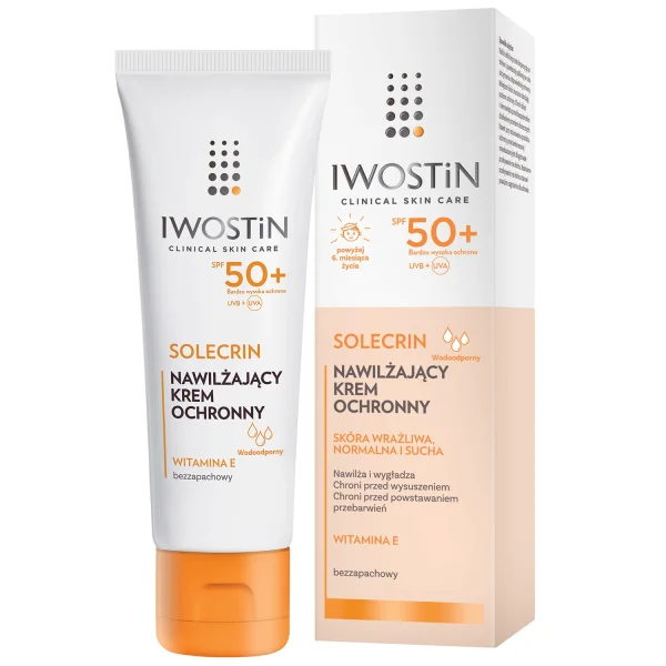 Iwostin Solecrin, nawilżający krem ochronny, skóra wrażliwa, normalna i sucha, SPF 50 +, 50 ml