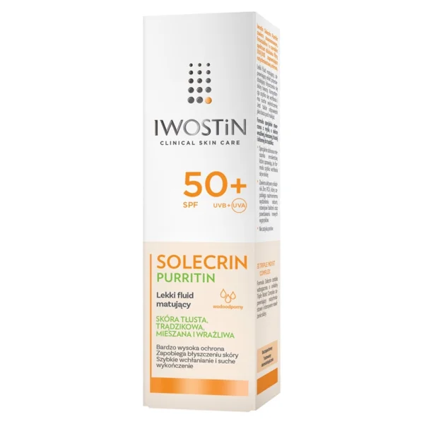 Iwostin Solecrin Purritin, lekki fluid matujący, SPF 50+, 40 ml