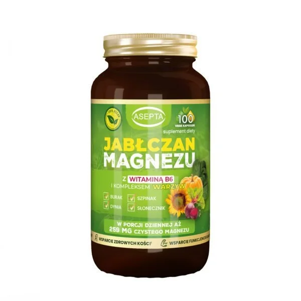 Asepta Jabłczan Magnezu, 100 kapsułek