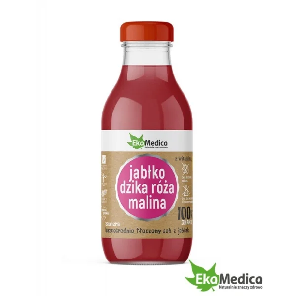 EkaMedica, 100% jabłko, dzika róża, malina, 300 ml