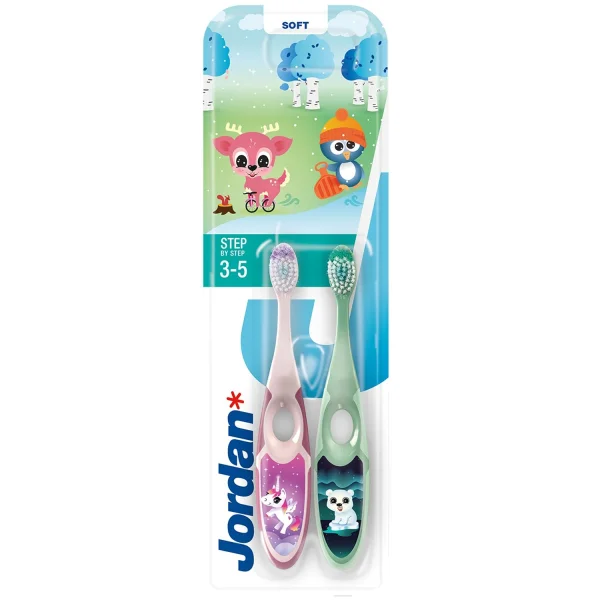 Jordan Step by Step, szczoteczka do zębów dla dzieci, 3-5 lat, Soft, 2 sztuki