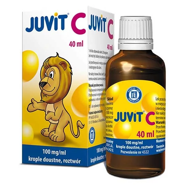 Juvit C 100 mg/ml, krople doustne dla dzieci od 28 dnia życia, 40 ml