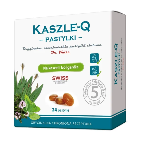 Kaszle-Q, pastylki do ssania na kaszel i ból gardła, 24 pastylki