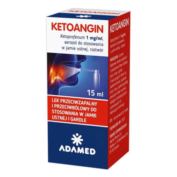 Ketoangin 1 mg/ml, aerozol do stosowania w jamie ustnej, roztwór, 15 ml