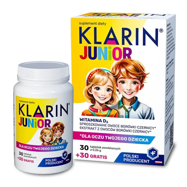 Klarin Junior, dla dzieci od 6 lat, 30 tabletek + 30 tabletek gratis