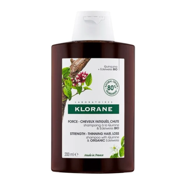 Klorane, szampon z chininą i organiczną szarotką do włosów wypadających i pozbawionych witalności, 200 ml