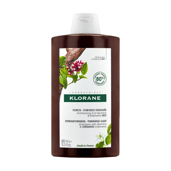 Klorane, szampon z chininą i organiczną szarotką do włosów wypadających i pozbawionych witalności, 400 ml