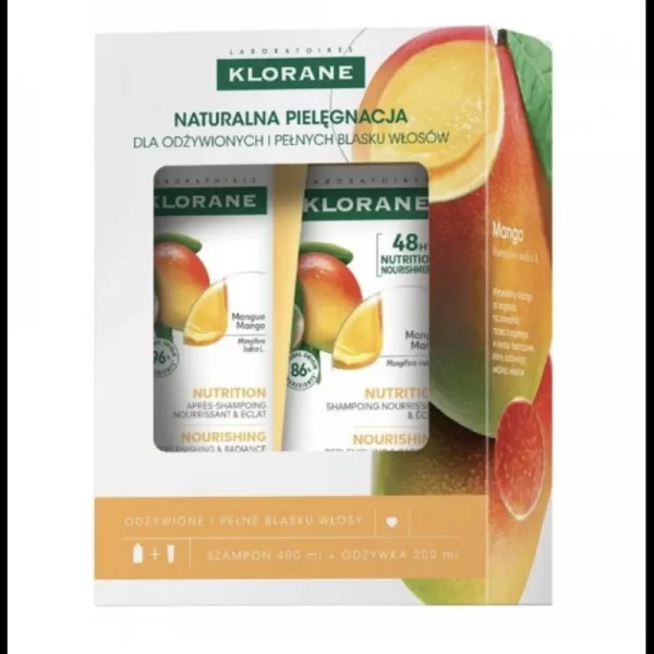 Zestaw Klorane Szampon odżywczy, z mango 400 ml + odżywka, 200 ml