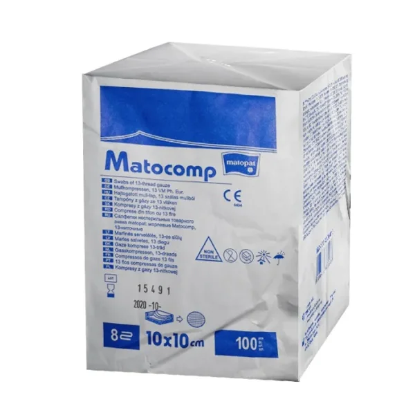 matopat-matocomp-kompresy-niejalowe-z-gazy-13-nitkowe-8-warstwowe-10-cm-x-10-cm-100-sztuk