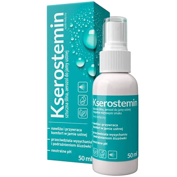  Kserostemin, sztuczna ślina, aerozol do jamy ustnej, o łagodnie miętowym smaku, 50 ml