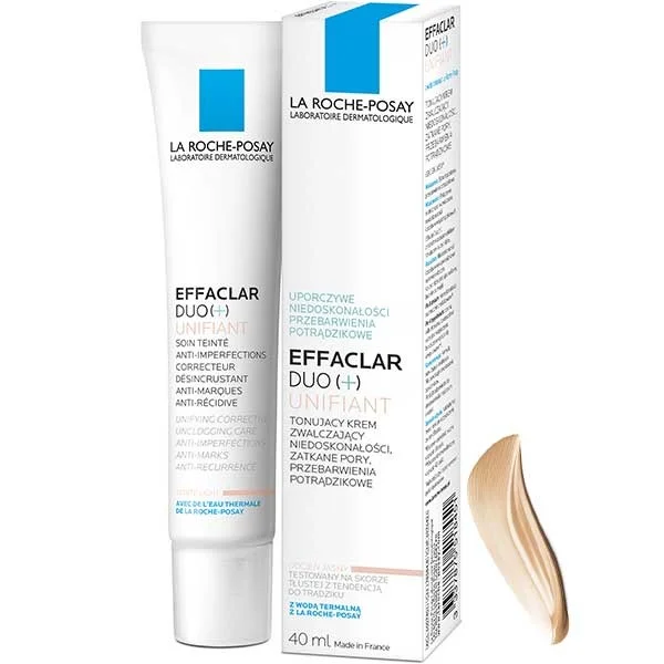 La Roche-Posay Effaclar Duo+ Unifiant, tonujący krem zwalczający niedoskonałości, odcień jasny, 40 ml