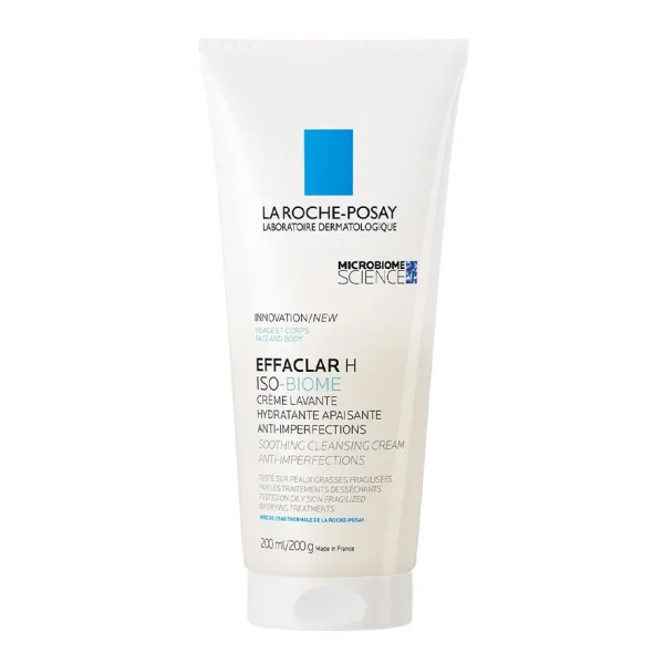 La Roche-Posay Effaclar H Iso - Biome, kojący krem myjący przeciw niedoskonałościom, 200 ml