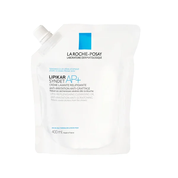 La Roche-Posay Lipikar Syndet AP+, krem myjący do ciała uzupełniający poziom lipidów, od urodzenia, zapas, 400 ml