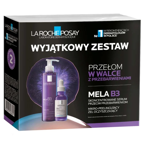 La Roche-Posay Mela B3, żel mikropeelingujący do twarzy, 200 ml + serum przeciw przebarwieniom, 30 ml