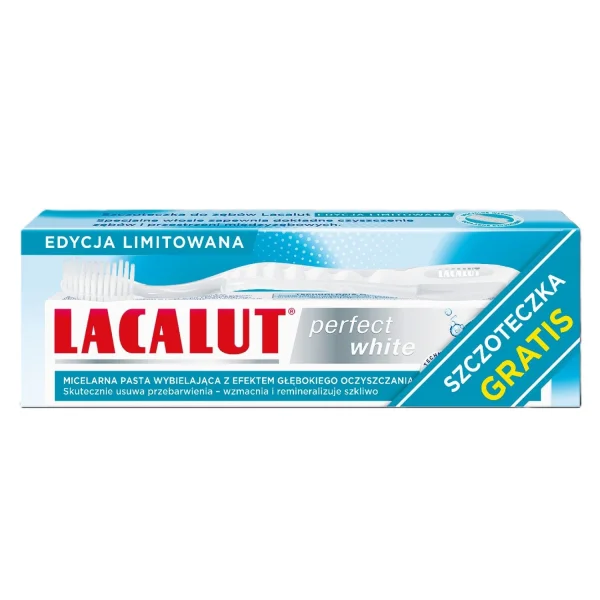 Zestaw Lacalut Perfect White, pasta do zębów, 75 ml + szczoteczka do zębów gratis