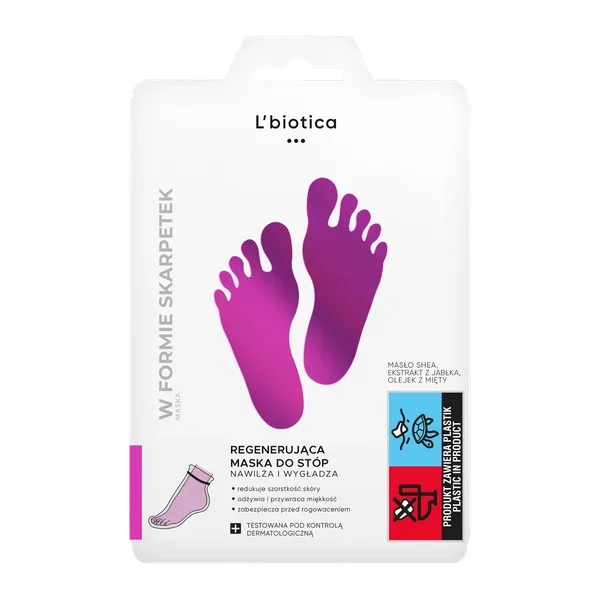 L'Biotica Home Spa, maska regenerująca do stóp, nasączane skarpetki, 32 ml