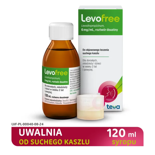 Levofree 6 mg/ml, od 2 lat, syrop na kaszel suchy, 120 ml