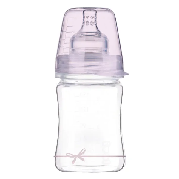 Lovi Diamond Glass, butelka szklana ze smoczkiem dynamicznym, mini, Baby Shower, Girl, od urodzenia, 150 ml