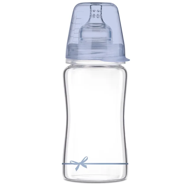 Lovi Diamond Glass, butelka szklana ze smoczkiem dynamicznym, Baby Shower, Boy, od 3 miesiąca, 250 ml