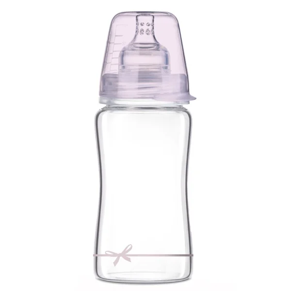 Lovi Diamond Glass, butelka szklana ze smoczkiem dynamicznym, Baby Shower, od 3 miesiąca, 250 ml