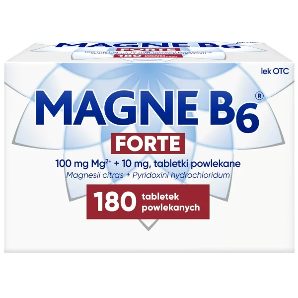 Magne B6 Forte 100 mg + 10 mg, 180 tabletek powlekanych