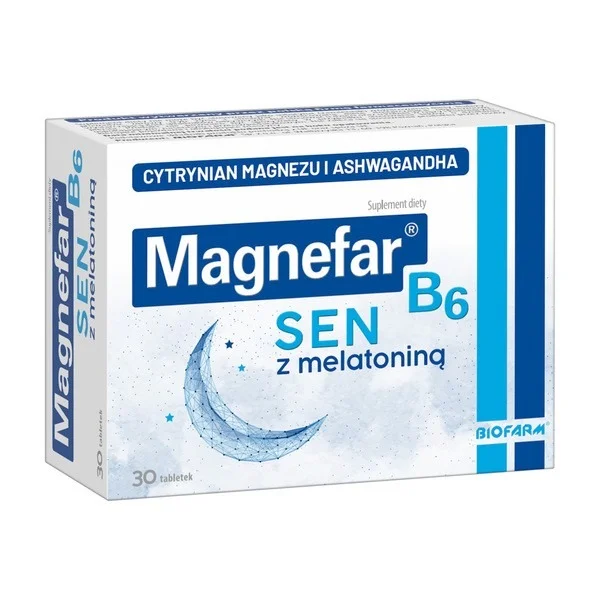 Magnefar B6 Sen z melatoniną, 30 tabletek