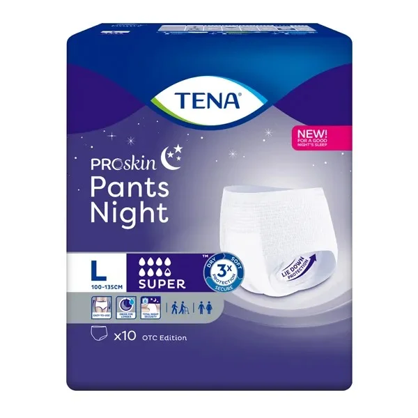 Tena Pants ProSkin Night, majtki chłonne OTC Edition, rozmiar L, 100-135 cm, Super, 10 sztuk