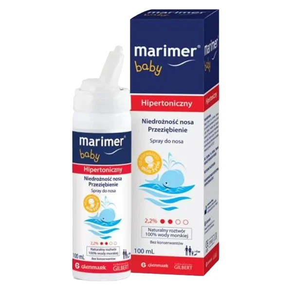 Marimer Baby, woda morska hipertoniczna, spray do nosa, od urodzenia, 100 ml