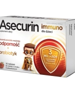 Asecurin Immuno dla dzieci, smak truskawkowy, 30  tabletek do ssania