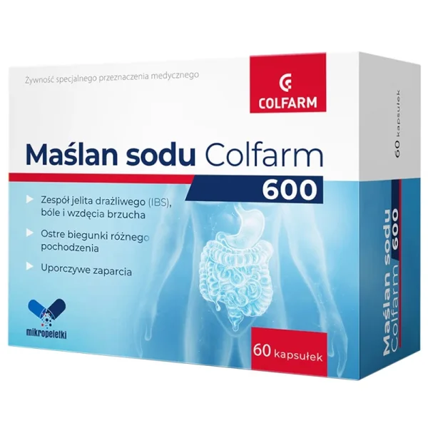 Colfarm Maślan Sodu 600 mg, 60 kapsułek
