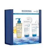 Zestaw Bioderma Atoderm, krem nawilżający do ciała, 200 ml + nawilżający olejek do kąpieli i pod prysznic, 200 ml + naprawczo-kojąca pielęgnacja skóry dłoni, 50 ml