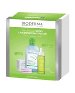 Zestaw Bioderma Sebium  Serum wygładzające 30 ml + Płyn micelarny, 500 ml + płatki wielorazowe Glov, 3 sztuki