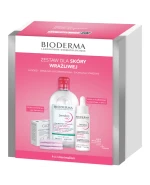 Zestaw Bioderma Sensibio, Defensive, serum, 30 ml + H2O, płyn micelarny, 500 ml + płatki kosmetyczne, 3 sztuki